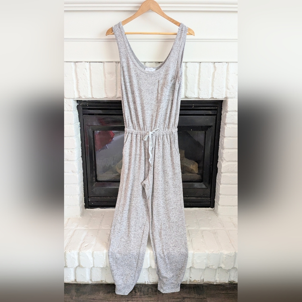 Gilli Heathered JOGGER Jumpsuit Size S Drawstring Waist Pocket